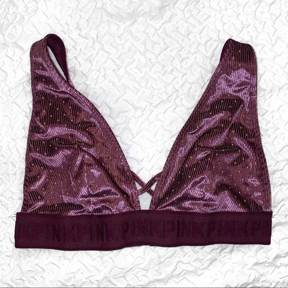 VS Pink Velvet Studded Bralette